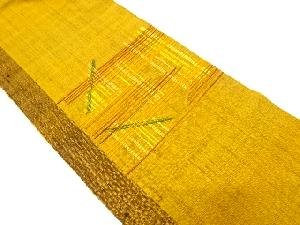 手織り真綿紬　草花模様織り出し　名古屋帯